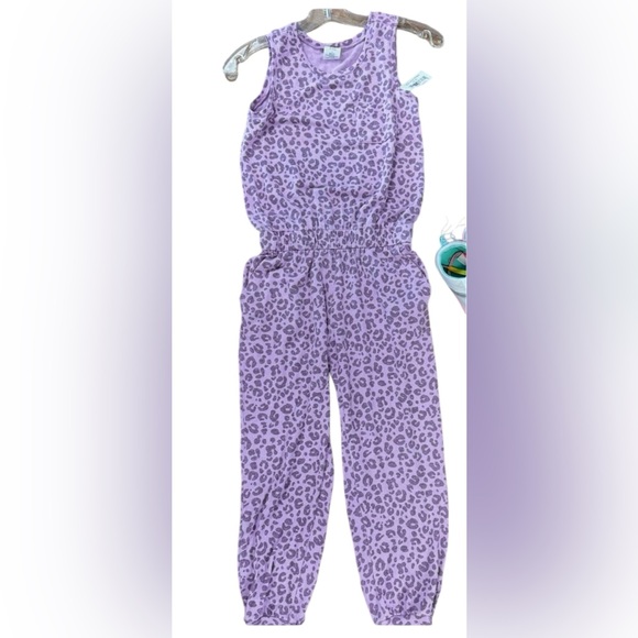 Gap Girls Purple and pink leopard print jumpsuit - Picture 4 of 12